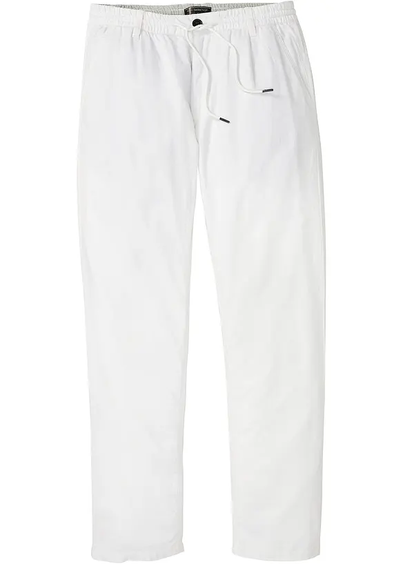 Kalhoty bez zapínání, ze vzdušné směsi se lnem, Relaxed Fit, Straight, bonprix
