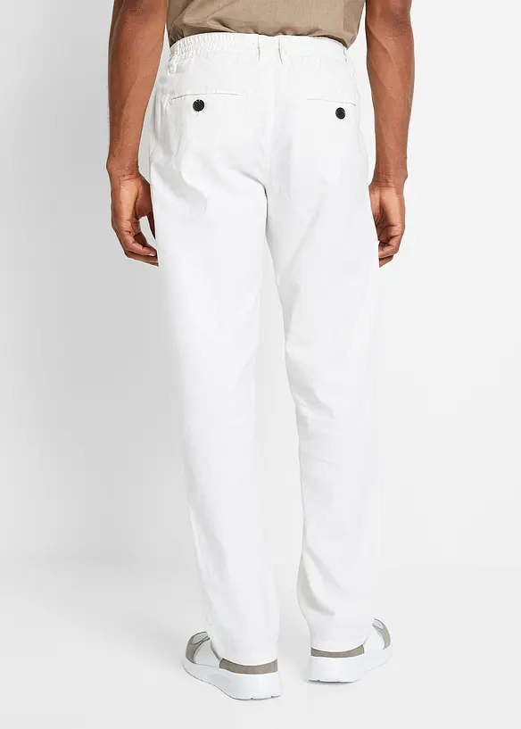 Kalhoty bez zapínání, ze vzdušné směsi se lnem, Relaxed Fit, Straight, bonprix