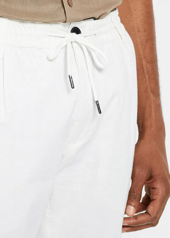 Kalhoty bez zapínání, ze vzdušné směsi se lnem, Relaxed Fit, Straight, bonprix
