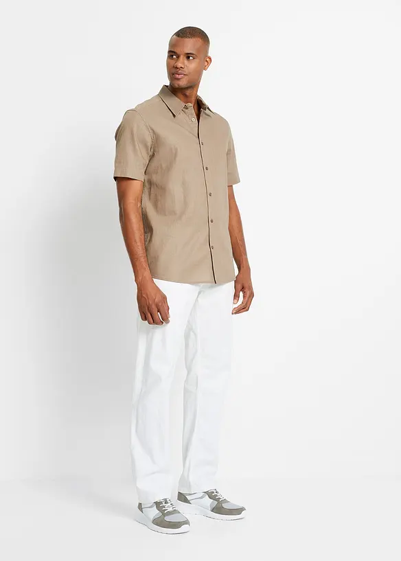 Kalhoty bez zapínání, ze vzdušné směsi se lnem, Relaxed Fit, Straight, bonprix