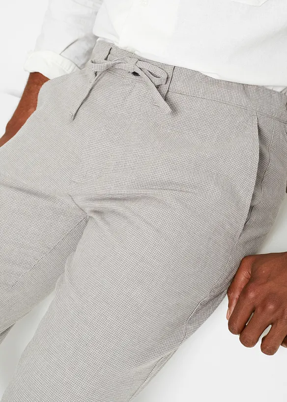 Chino kalhoty bez zapínání, sRegular Fit, se lnem, Straight, bonprix