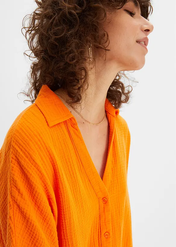 Dlouhá oversize halenka z bavlněného mušelínu, bonprix