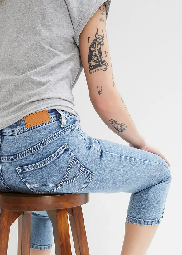 Skinny džíny Mid Waist, pod kolena, strečové, bonprix