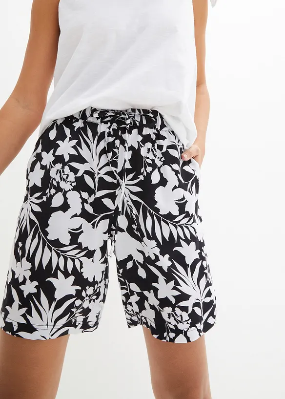 Široké viskózové šortky s pohodlným pasem, High Waist, bonprix