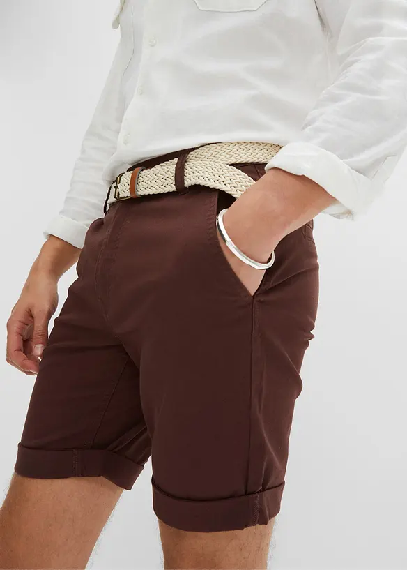 Strečové chino kalhoty s páskem, Regular Fit, bonprix