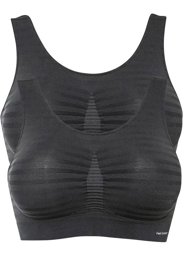 Bezešvý podprsenkový top Feel Comfort (2 ks v balení), bonprix