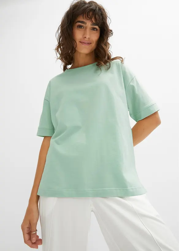 Bavlněné oversized triko s postranními rozparky, bonprix