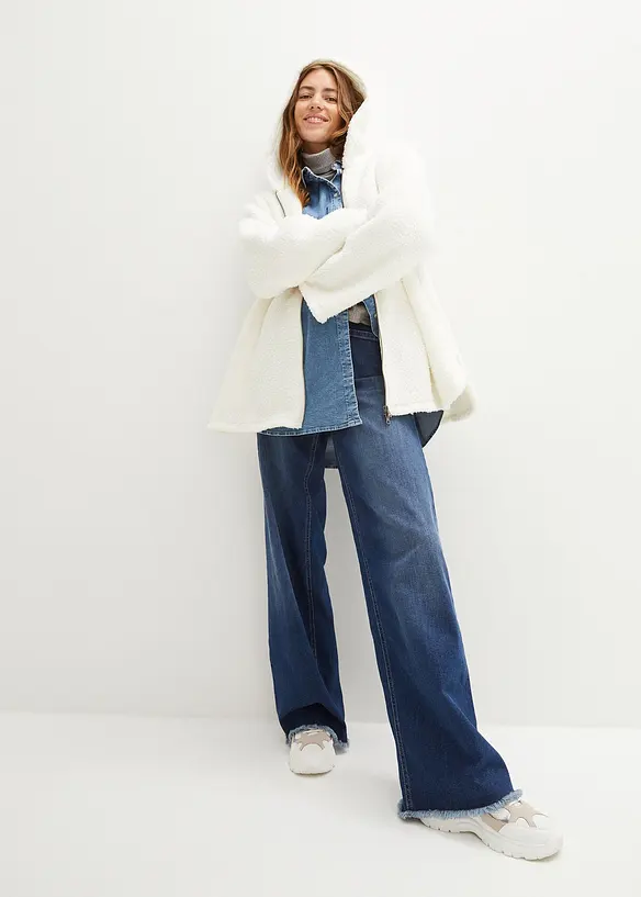 Bunda z plyšového flísu, s postranními rozparky, bonprix