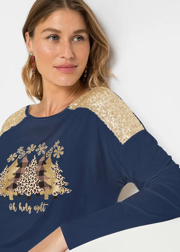 Oversize triko s vánočním motivem a pajetkami, BODYFLIRT boutique