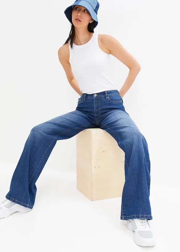 Strečové džíny Wide Leg, Mid Waist, bonprix