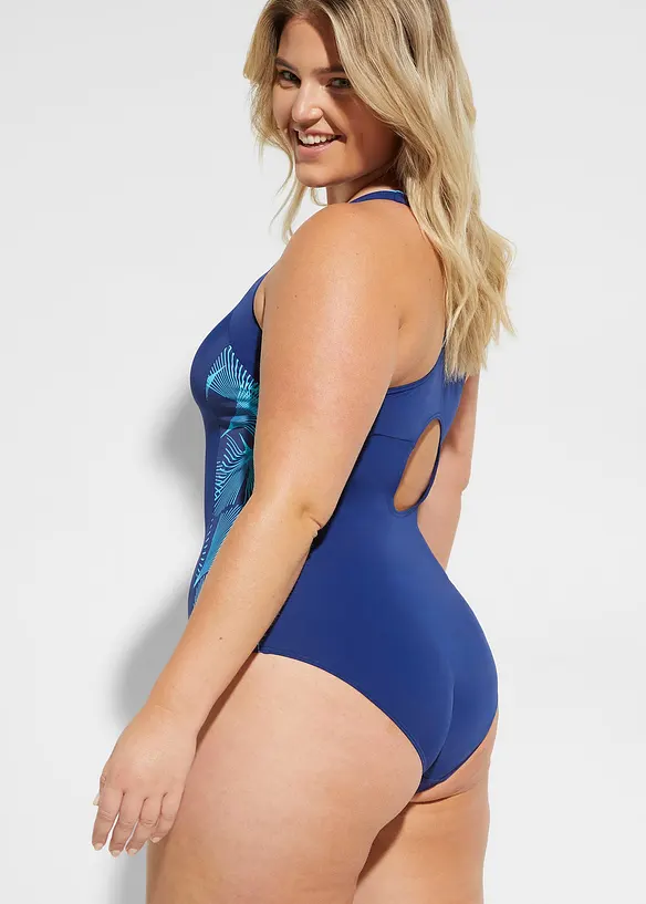 Sporotvní jednodílné plavky s bočními vsadkami, bonprix