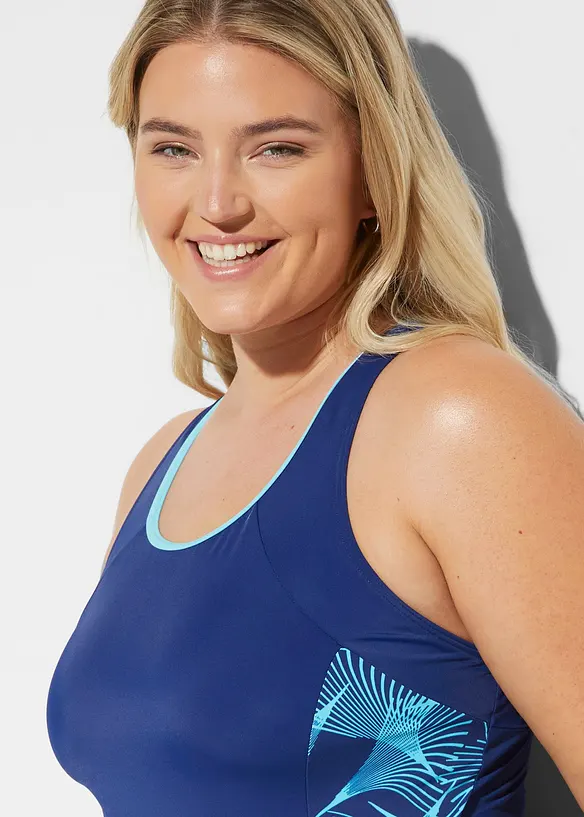 Sporotvní jednodílné plavky s bočními vsadkami, bonprix