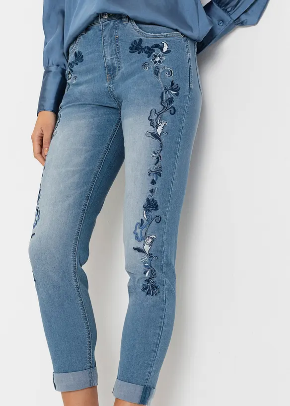 Džíny Slim Fit, Mid Waist, zkrácené, bonprix
