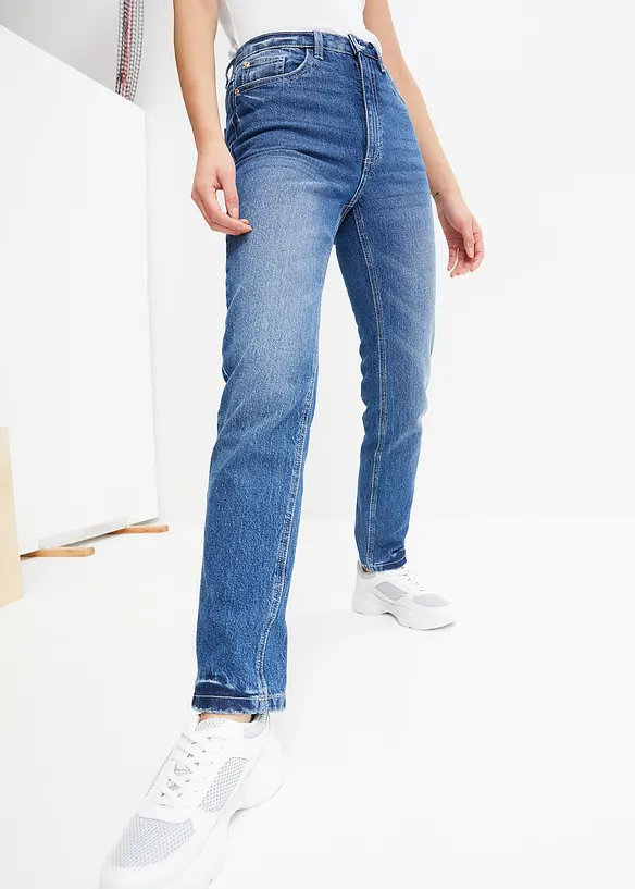 Straight džíny High Waist, malý podíl streče, bonprix