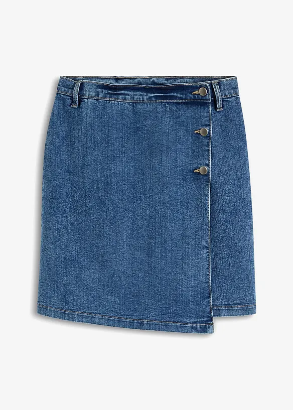 Zavinovací džínová sukně, Mid Waist, bonprix