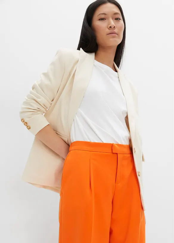 Široké kalhoty se sklady v pase, bonprix