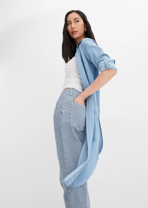 Džíny Barrel s proužky, Mid Waist, bonprix