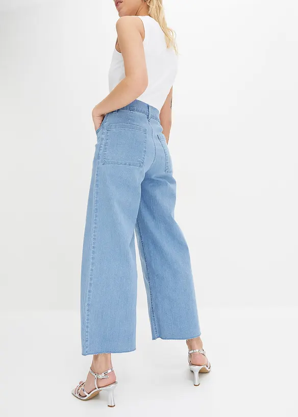 Džíny High Waist se širokými nohavicemi, cropped, bonprix