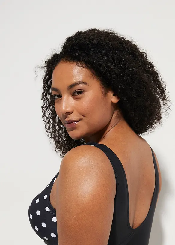 Stahovací jednodílné plavky, střední tvarující efekt, s řasením, bonprix