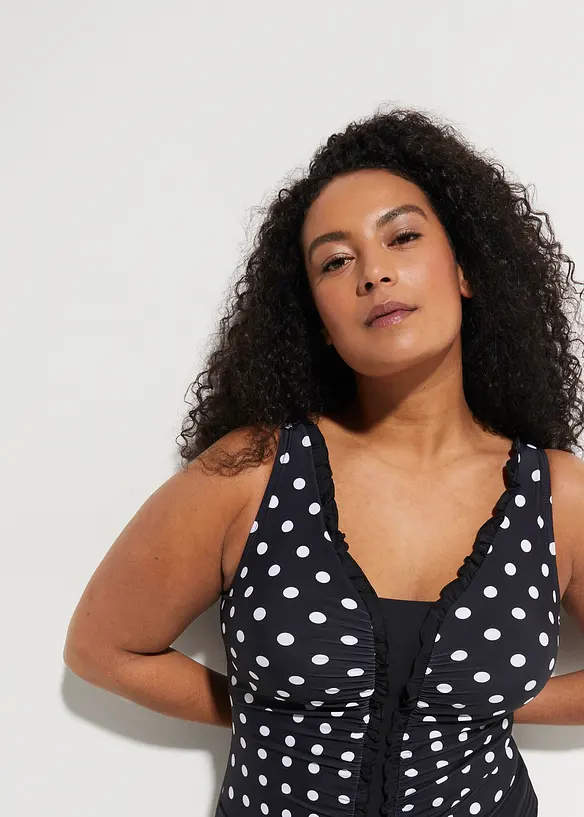 Stahovací jednodílné plavky, střední tvarující efekt, s řasením, bonprix