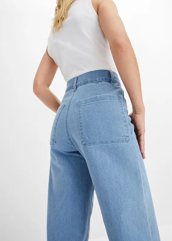 Džíny High Waist se širokými nohavicemi, cropped, bonprix