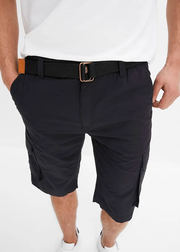 Cargo bermudy s pohodlným pasem a páskem, Regular Fit, bonprix