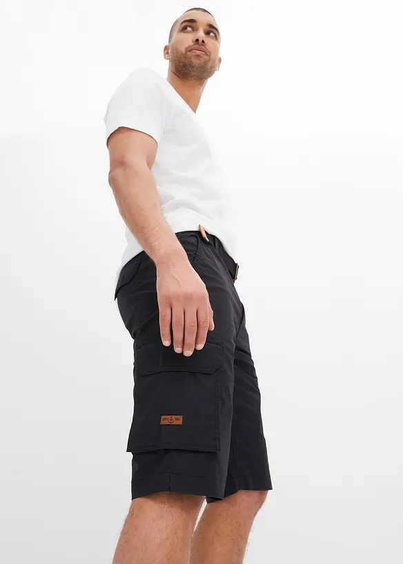 Cargo bermudy s pohodlným pasem a páskem, Regular Fit, bonprix
