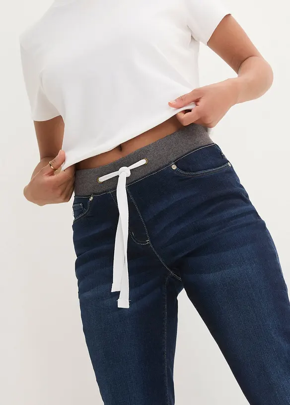 Džíny Boyfriend s elastickým pasem, Mid Waist, bonprix