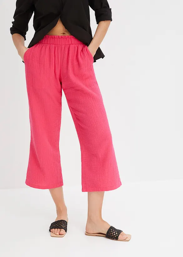 Kalhoty Culotte z bavlněného mušelínu, bonprix