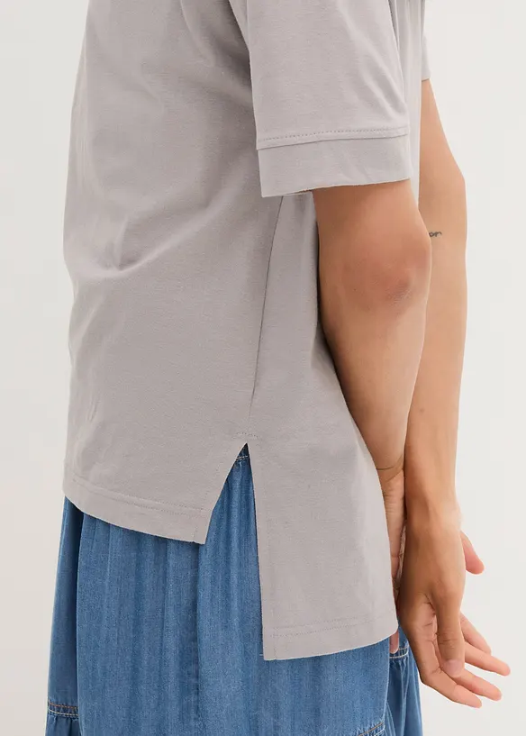 Bavlněné oversized triko s postranními rozparky, bonprix