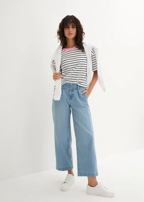 Džíny s pohodlným pasem, Wide Leg, High Waist, bonprix