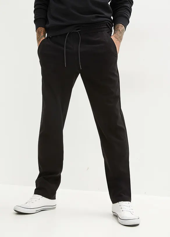 Strečové kalhoty bez zapínání, Loose Fit, Straight, bonprix