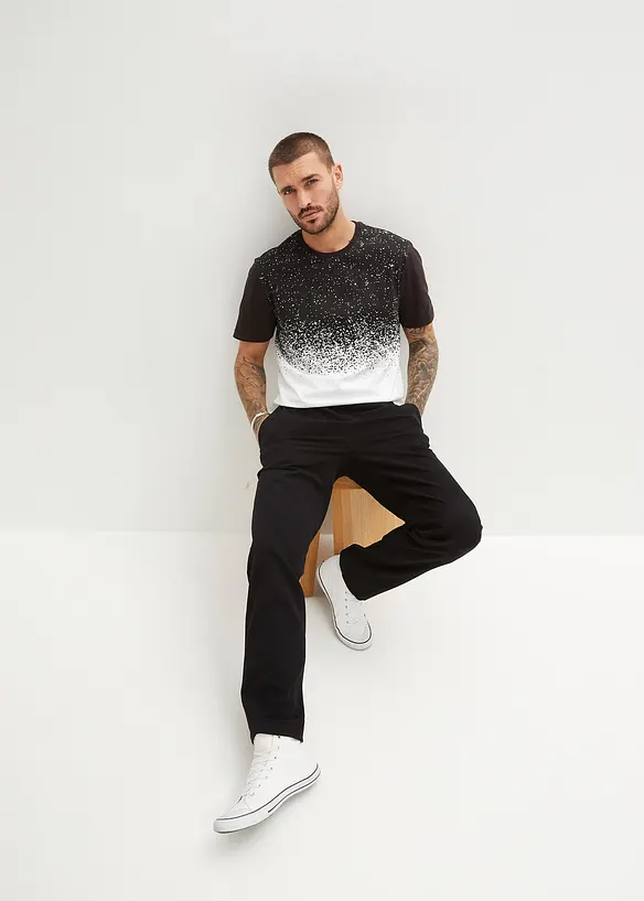 Strečové kalhoty bez zapínání, Loose Fit, Straight, bonprix