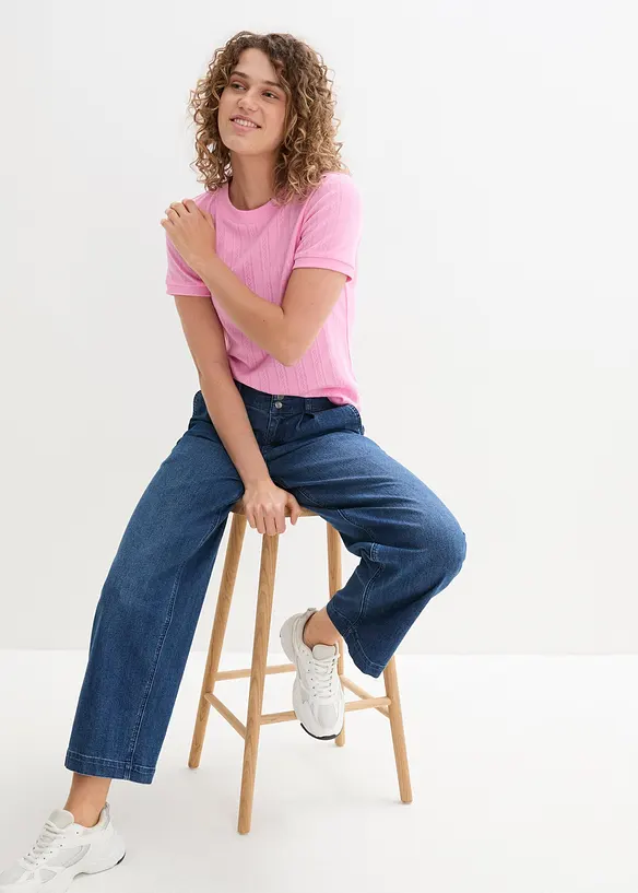 Džíny s pohodlným pasem, Wide Leg, High Waist, bonprix