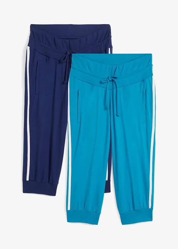 Joggingové kalhoty z bavlny, capri délka (2 ks v balení), bonprix