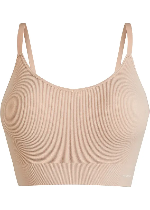Bezešvý podprsenkový top Feel Comfort, žebrovaný, bonprix