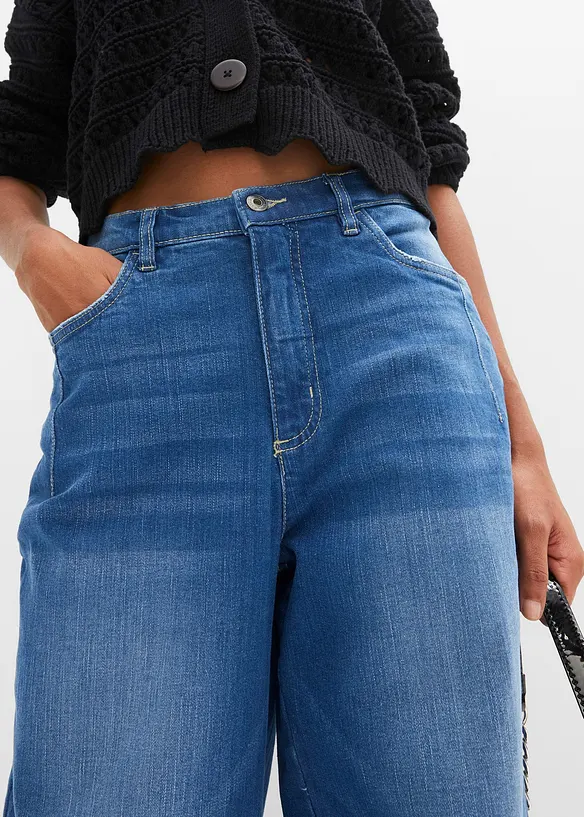 Džíny Barrel z organické bavlny, High Waist, bonprix