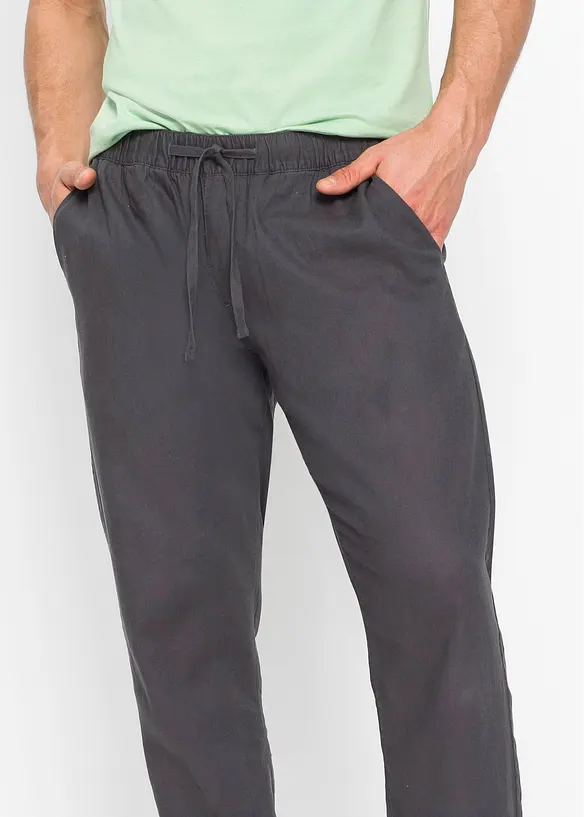 Kalhoty bez zapínání, Regular Fit s podílem lnu, Straight, bonprix