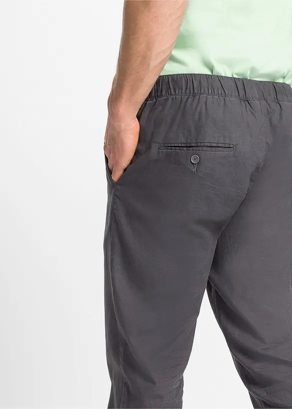 Kalhoty bez zapínání, Regular Fit s podílem lnu, Straight, bonprix