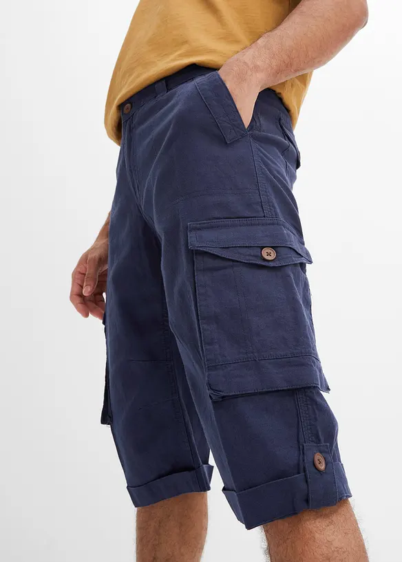 Dlouhé cargo bermudy Regular Fit, ze vzdušné lněné směsi, bonprix