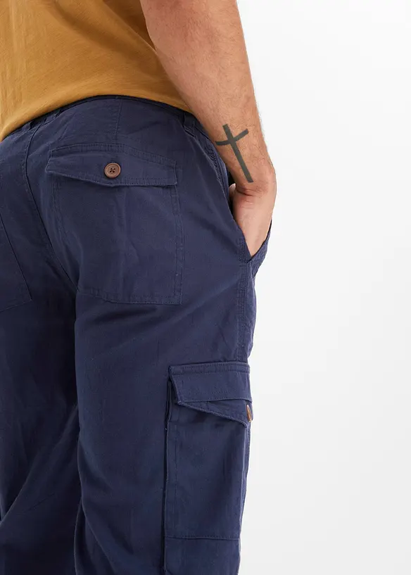 Dlouhé cargo bermudy Regular Fit, ze vzdušné lněné směsi, bonprix