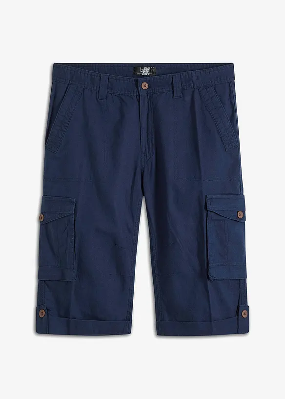 Dlouhé cargo bermudy Regular Fit, ze vzdušné lněné směsi, bonprix