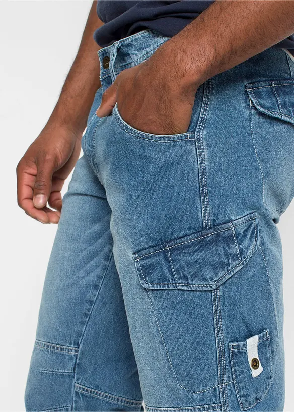 Lehké dlouhé džínové cargo bermudy, Relaxed Fit, bonprix
