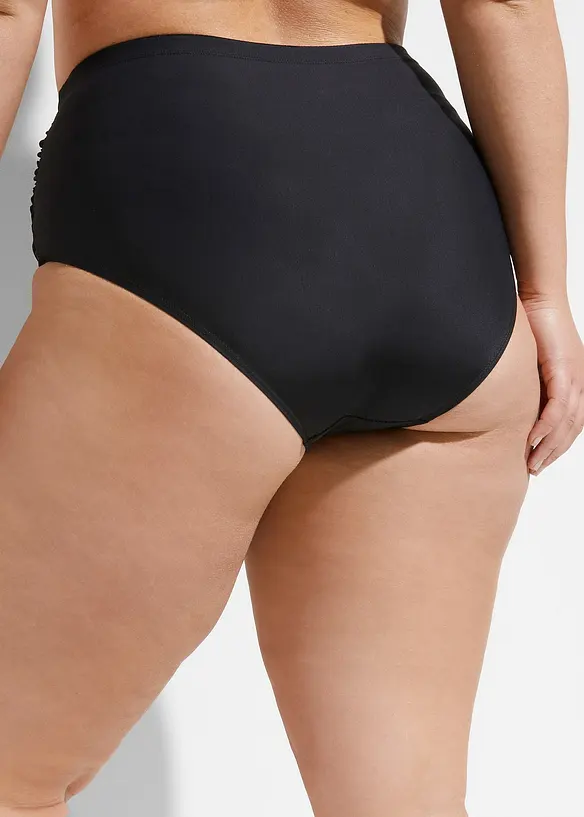 Stahovací bikinové kalhotky s vysokým pasem, lehký tvarující efekt, s řasením, bonprix