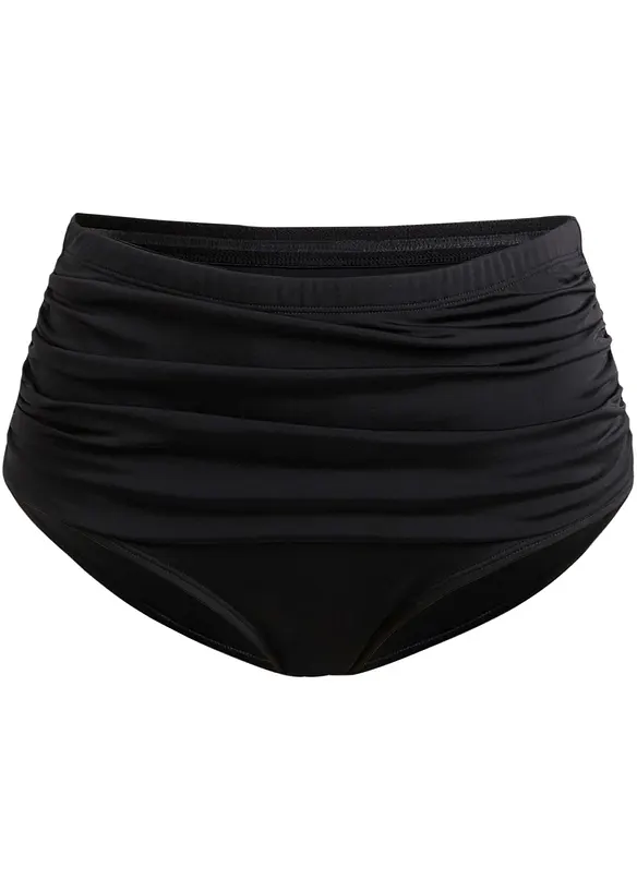 Stahovací bikinové kalhotky s vysokým pasem, lehký tvarující efekt, s řasením, bonprix