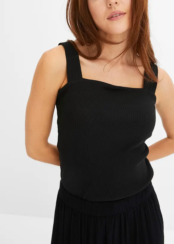 Dlouhá volánová sukně ze strukturované viskózy, bonprix