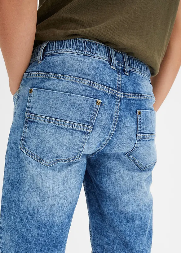 Lehké strečové džínové bermudy bez zapínání, Slim Fit, bonprix