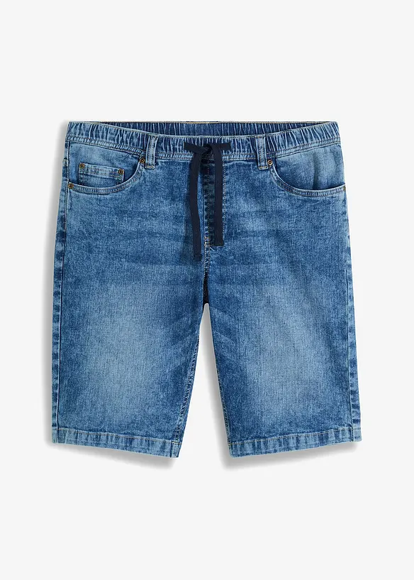 Lehké strečové džínové bermudy bez zapínání, Slim Fit, bonprix