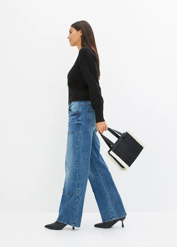 Džíny Wide Leg, Mid Waist, bonprix