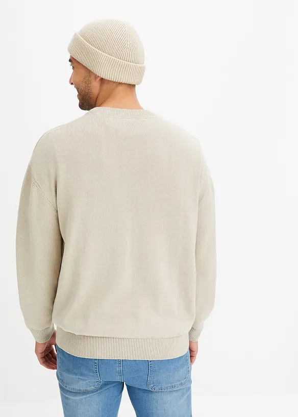 Svetr s kulatým výstřihem a bavlnou, Loose Fit, bonprix